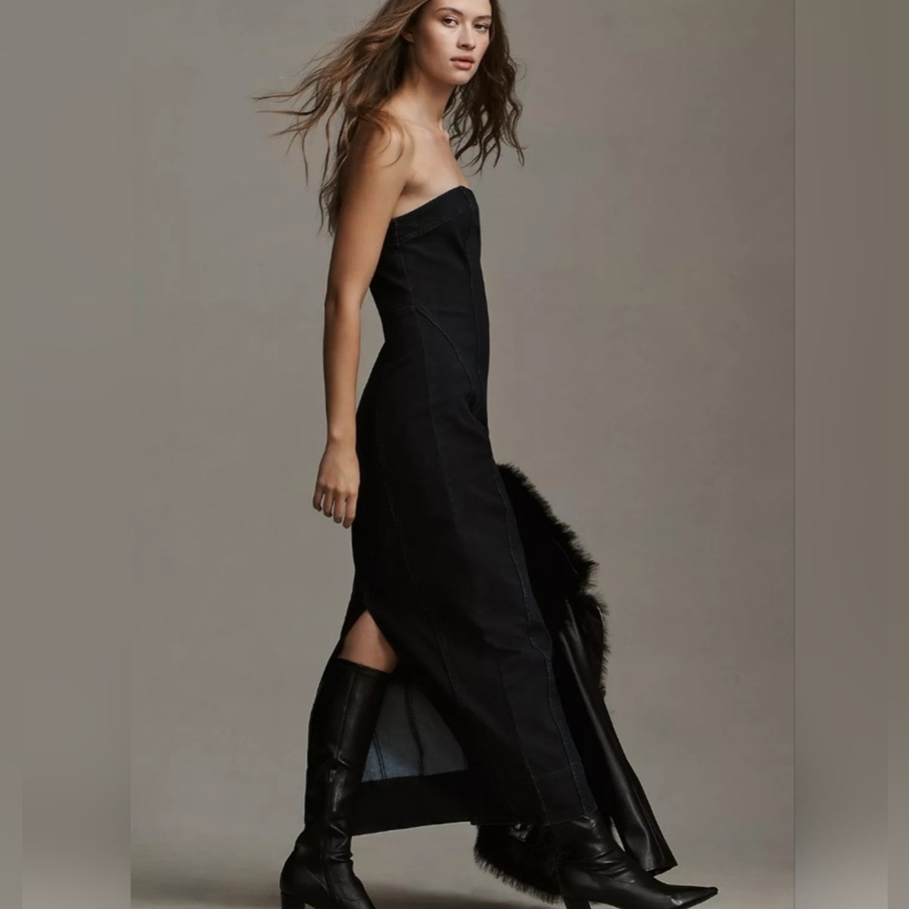 Anthropologie Pilcro Strapless Slim Denim Dress Sz Small fitted western